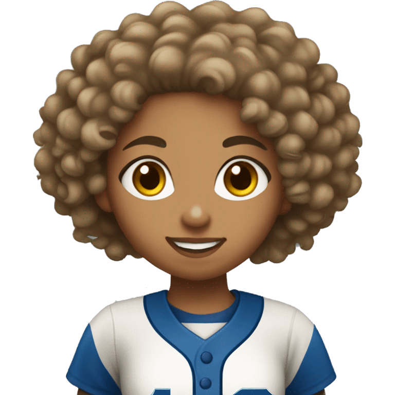 lightskin girl with curly hair playing softball emoji