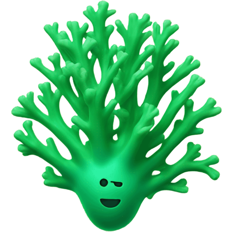 Green Coral with a face emoji