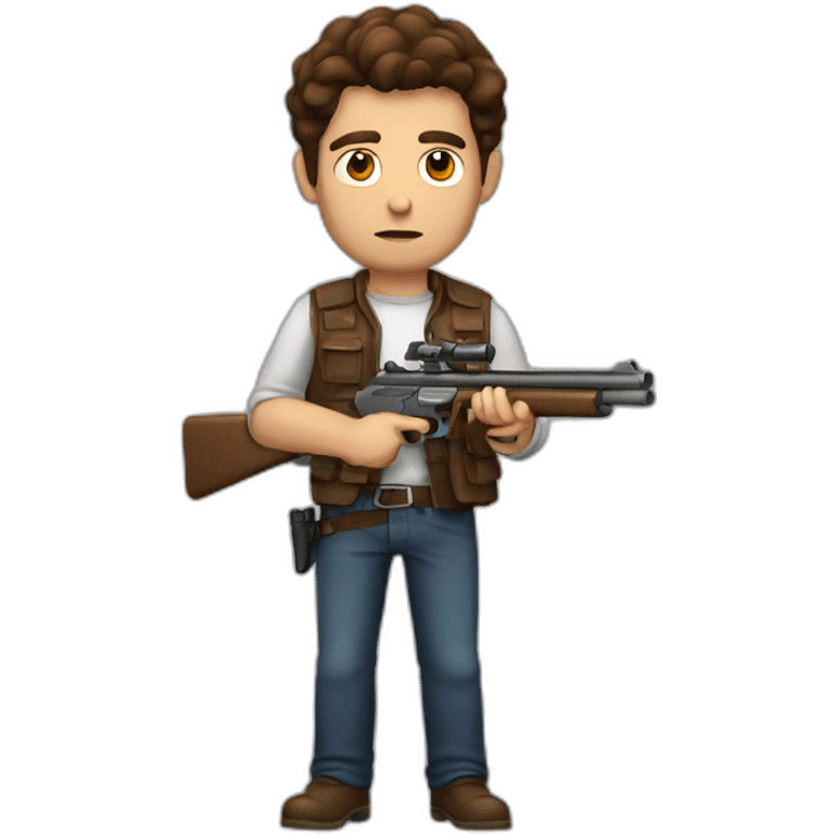  serious brown haired man with a gun emoji