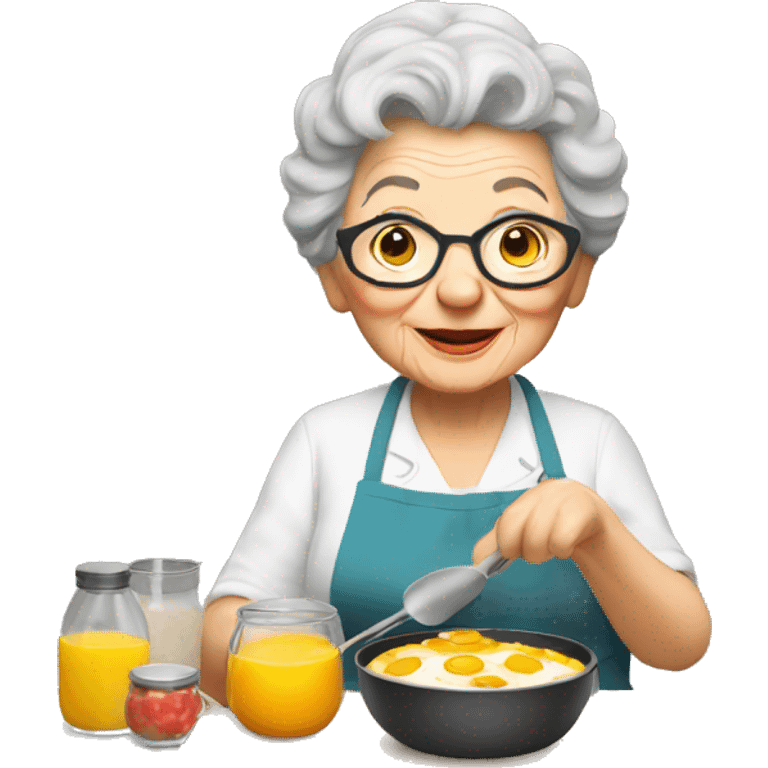 Granny cooking a breakfast emoji