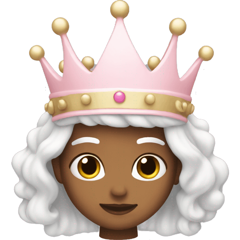 White and pastel pink crown emoji