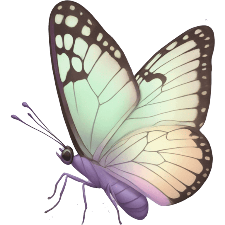 Pastel soft-colored whitish iridescent purple butterfly emoji