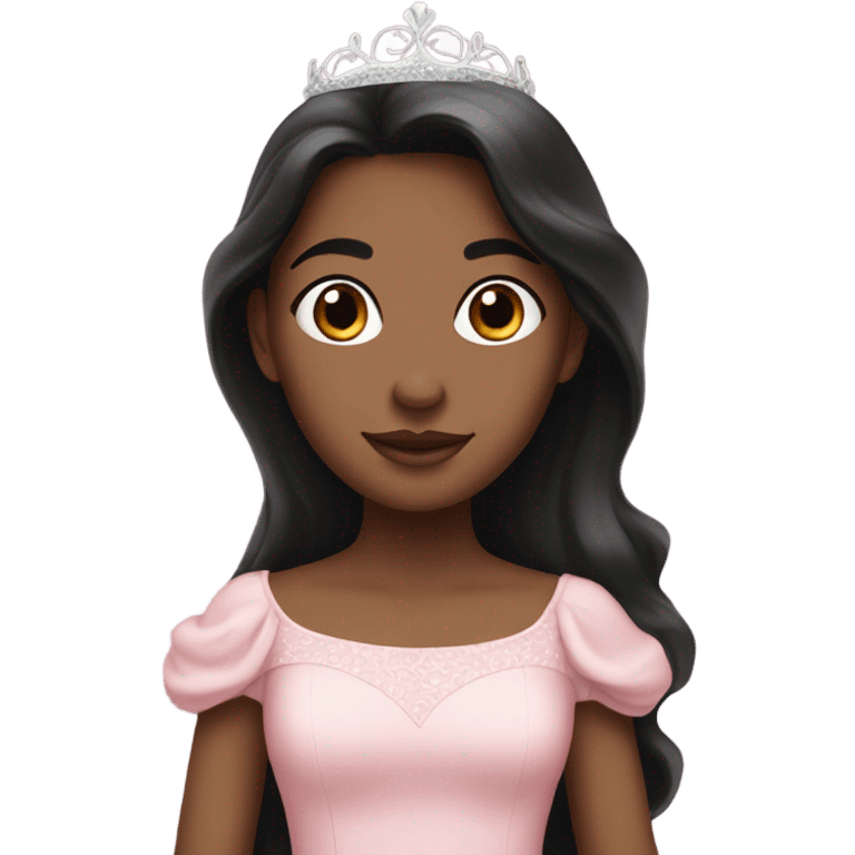 Princess white skin Long dark hair light pink dress emoji