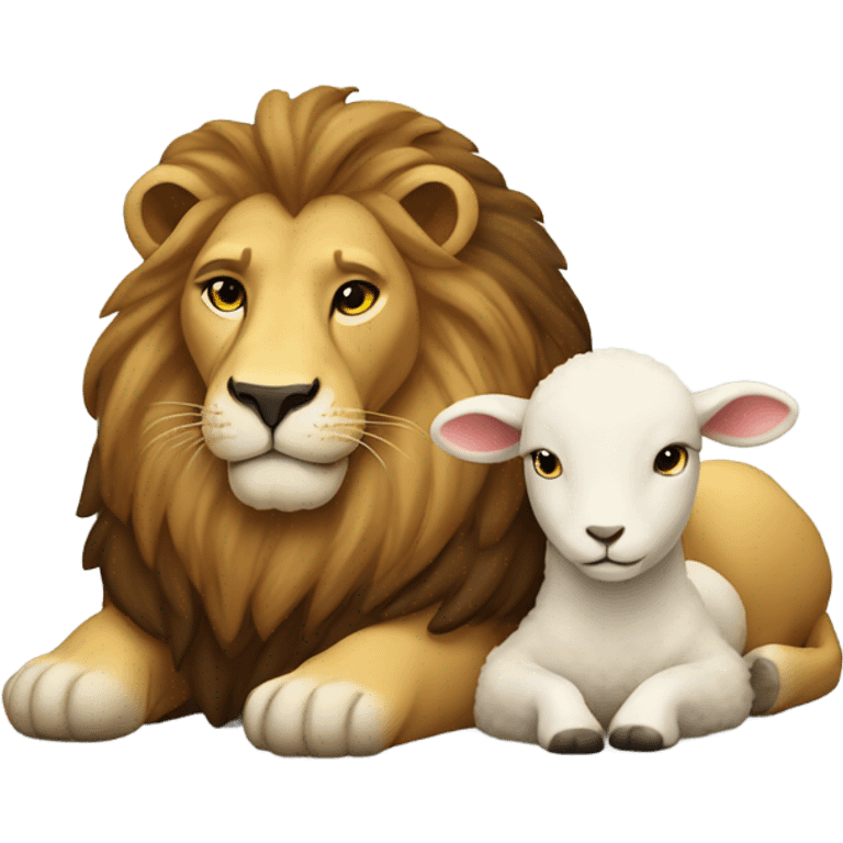 A lion laying next to a lamb emoji