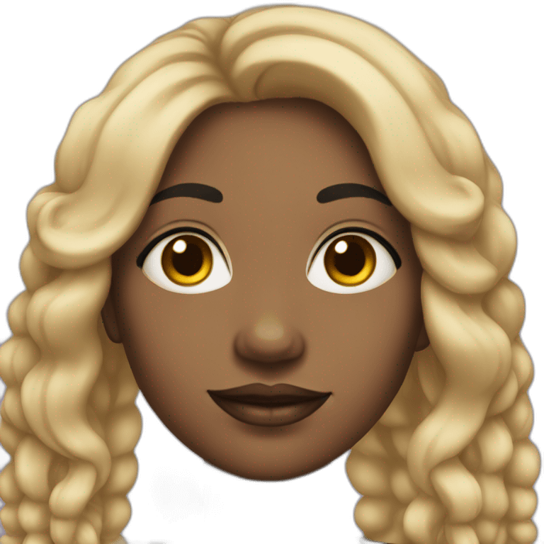 black woman with a round face and long black hair and hoop earrings emoji