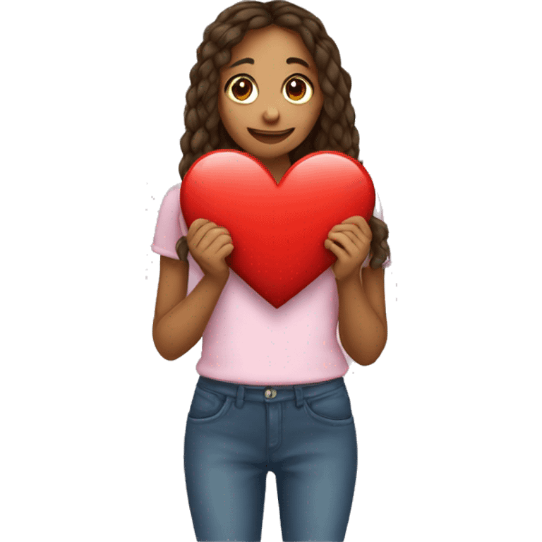 A girl holding a bestfriend heart emoji