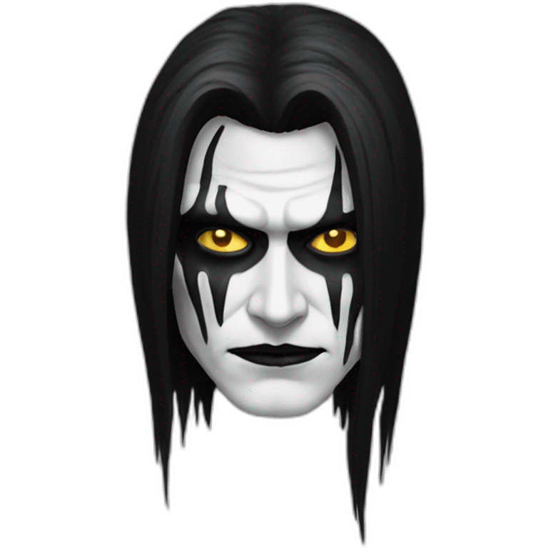 a man with long black hair and corpse paint on his face emoji