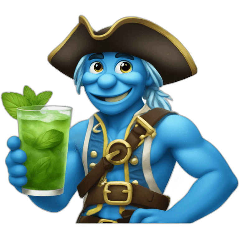 smurf pirate drinking mojito emoji