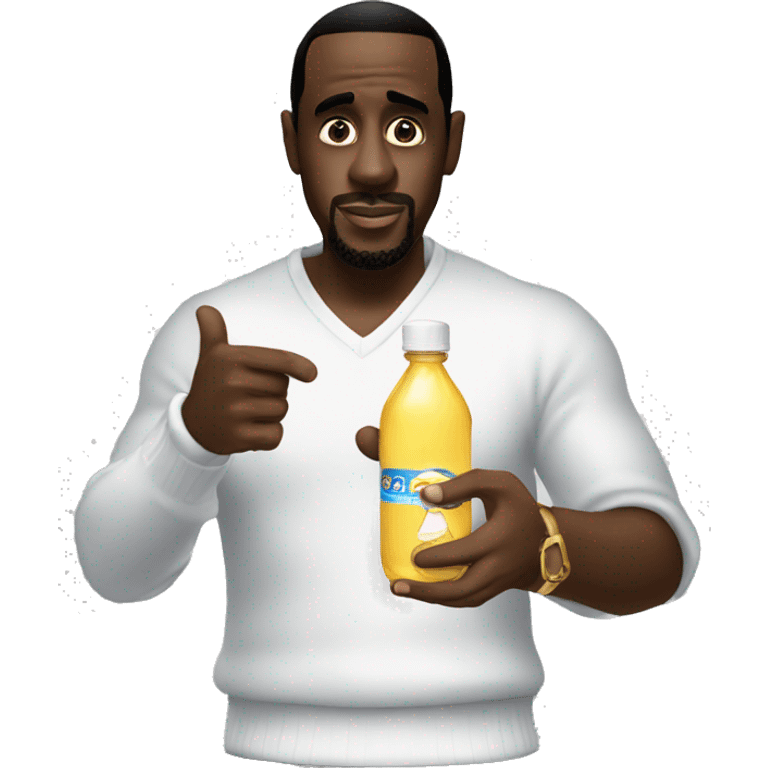 P diddy holding a bottle of baby oil emoji