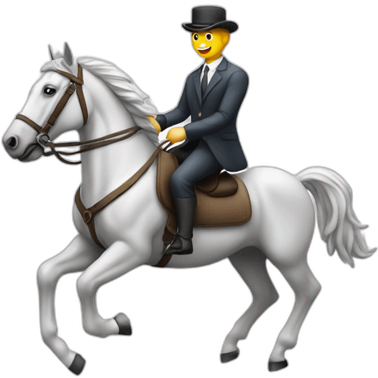 banker sitting on the white horse galloping emoji