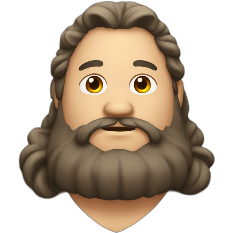 Fat guy with beard and long hair emoji