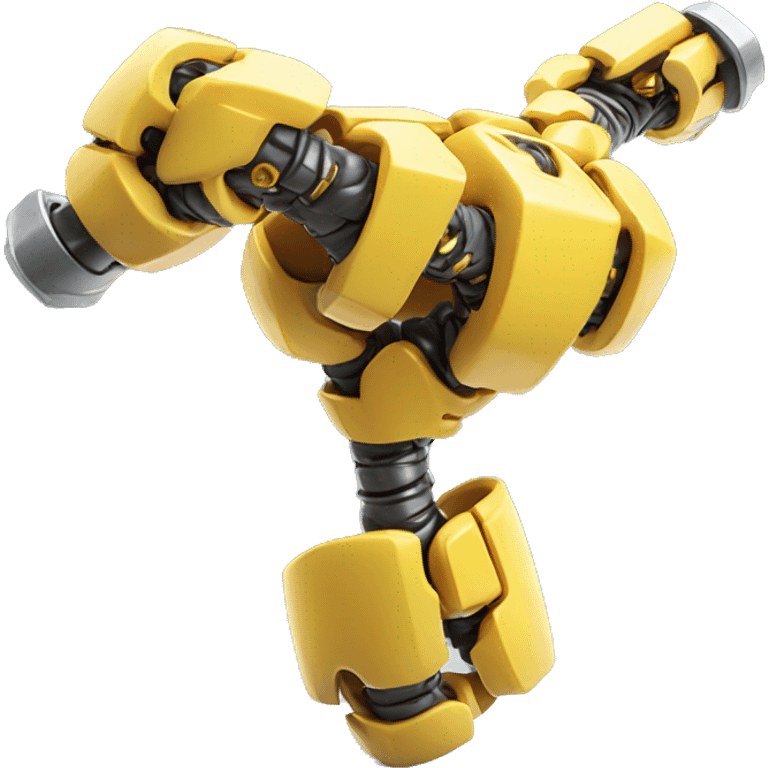 Flexing yellow mechanical cyborg bicep with shocks attached to arm emoji