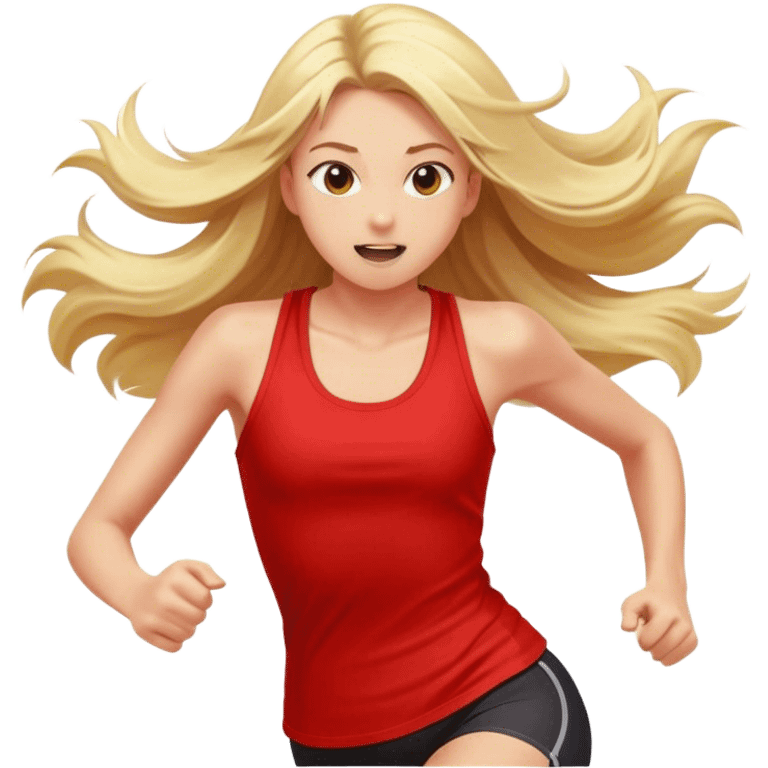 Blonde girl running in red tank top emoji