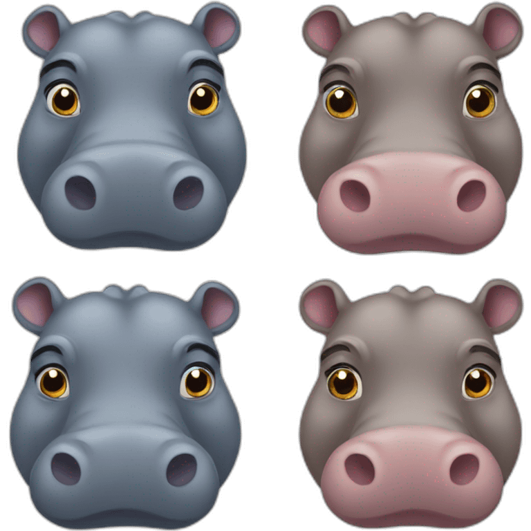 4 hippos emoji