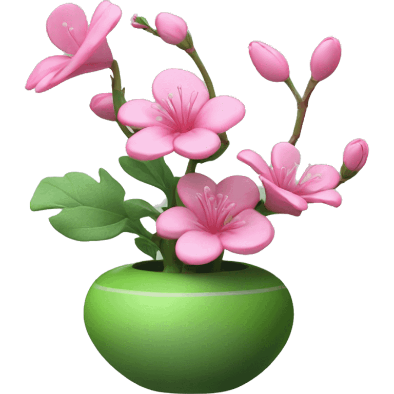 green and pink ikebana emoji