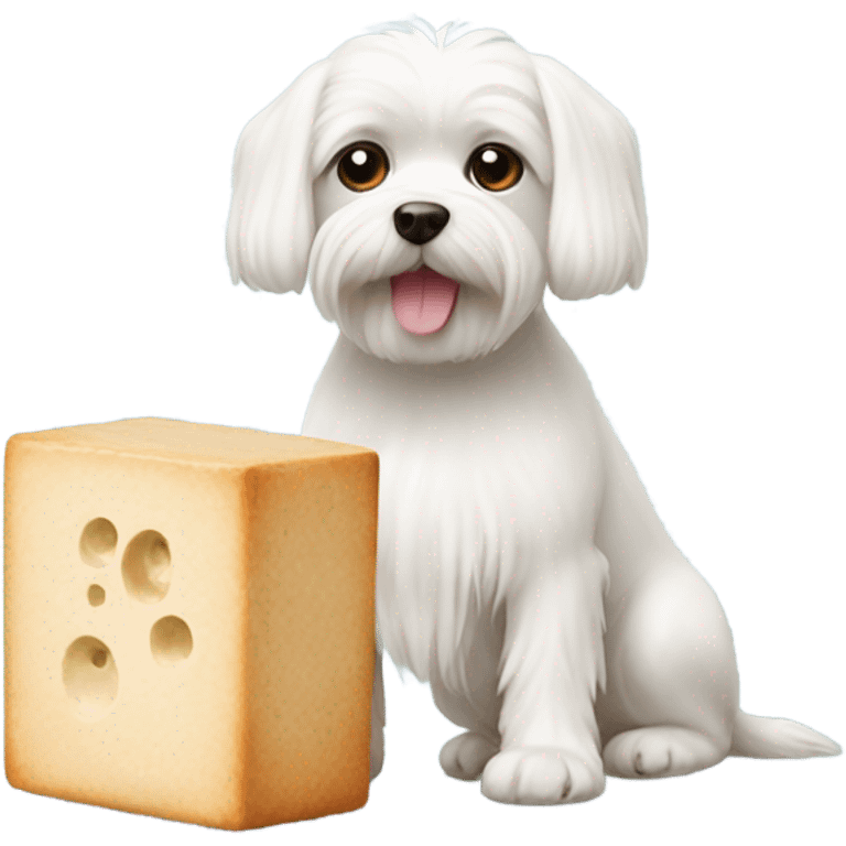 Maltese dog with a block of tofu emoji