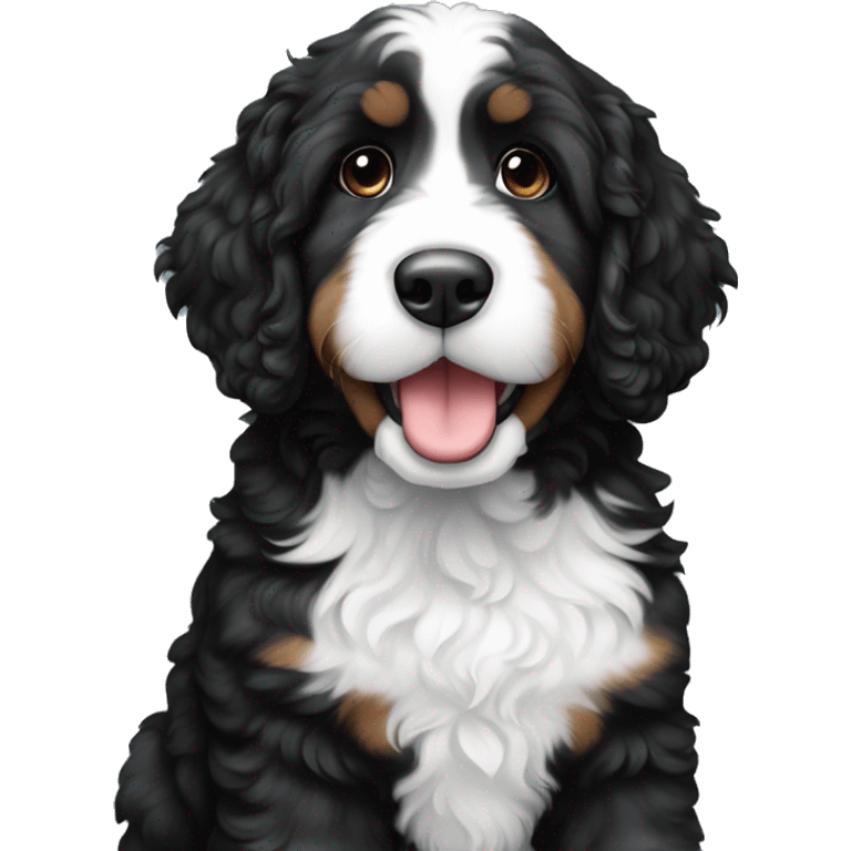 Black and white bernedoodle cute puppy dog emoji