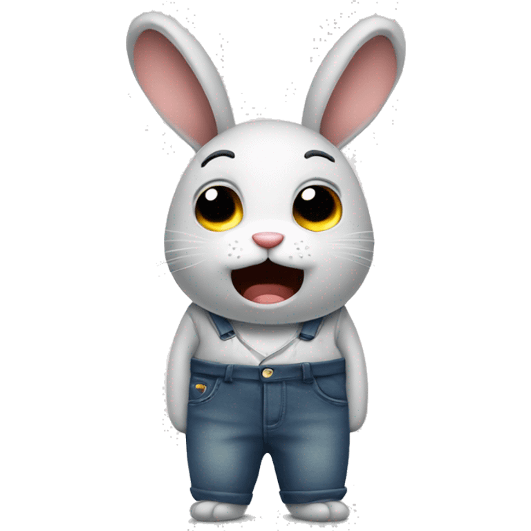 an anxious rabbit in pants half body  emoji