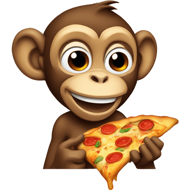 A monkey eating pizza emoji