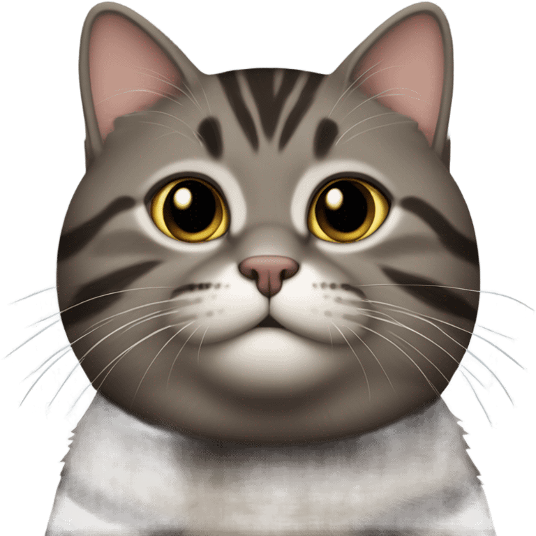 dark brown and gray fat boy tabby cat emoji