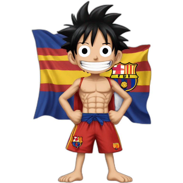 Monkey D Luffy avec le maillot du barca emoji