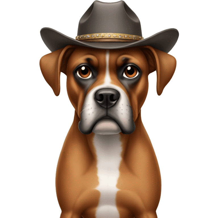 boxer dog with cowboy hat emoji