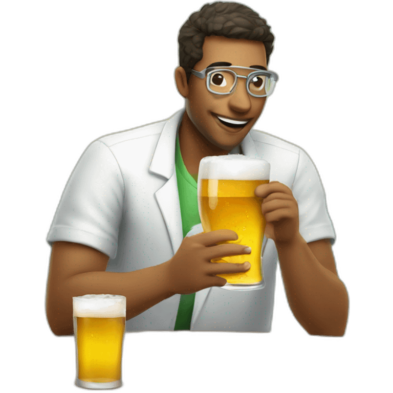 Chemist drinking beer in a party in the beach emoji