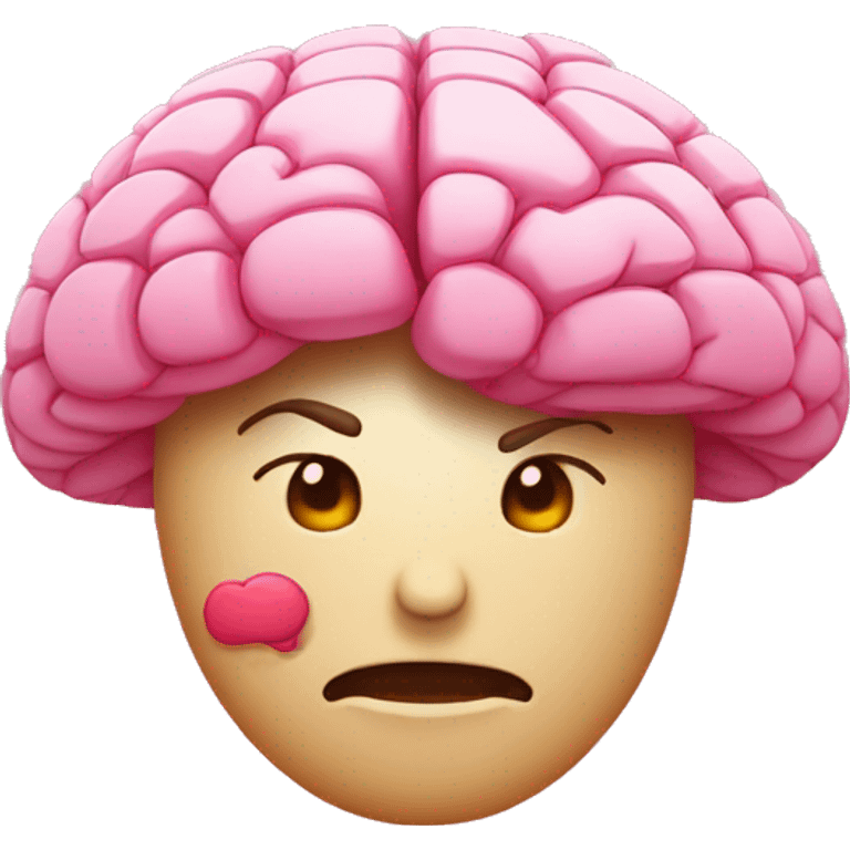 un cerebro de caricatura, con capa y muy fuerte en colore rosas emoji