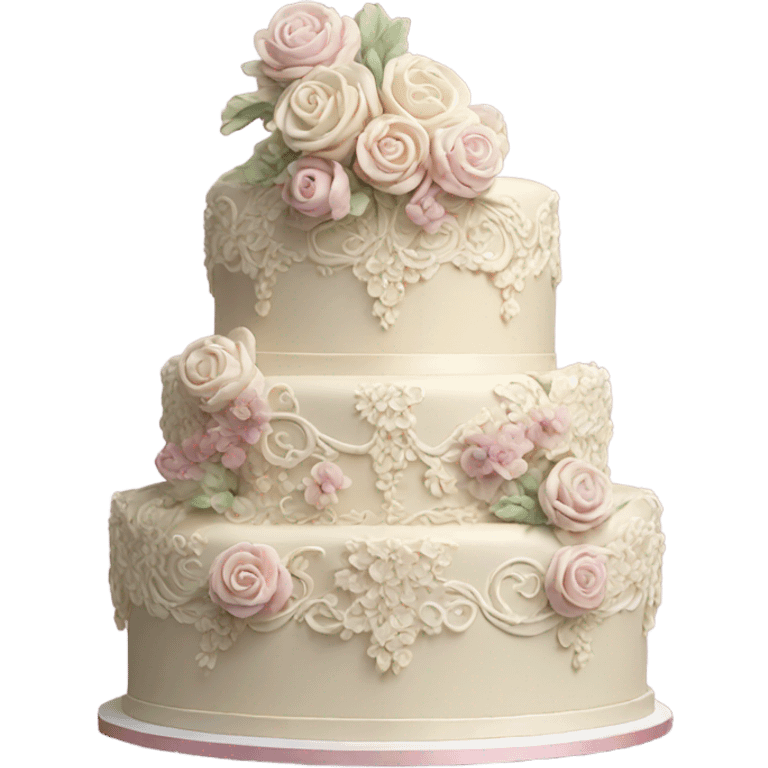 Vintage wedding cake with 3D icing flowers emoji