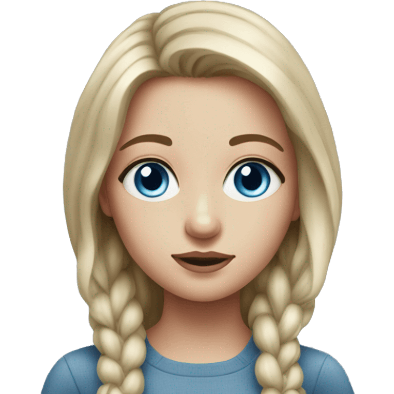 realistic portrait of girl blue eyes emoji