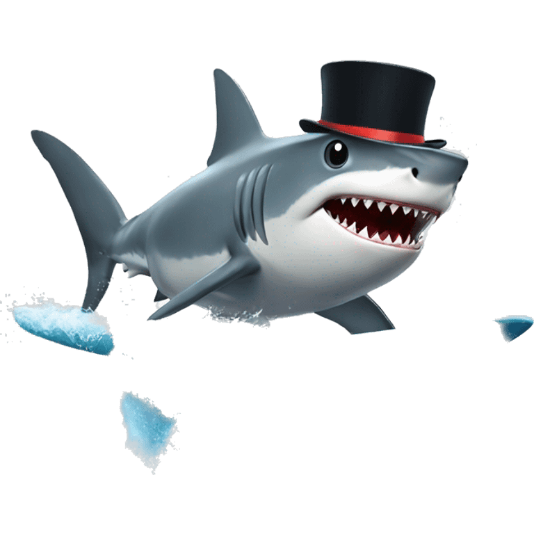 Shark with top hat surfing emoji