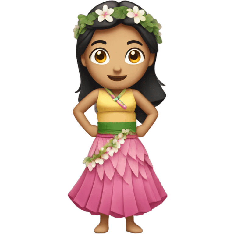 Asian woman in hula skirt emoji