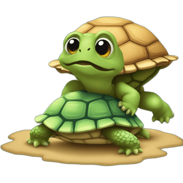 Et l’autre sur une tortue emoji