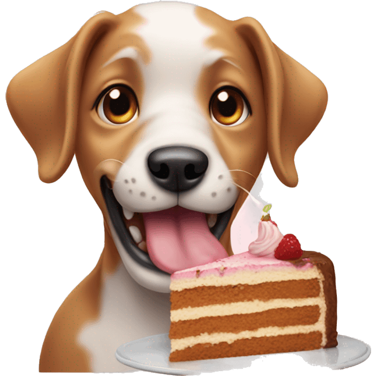 Dog eating a cake emoji