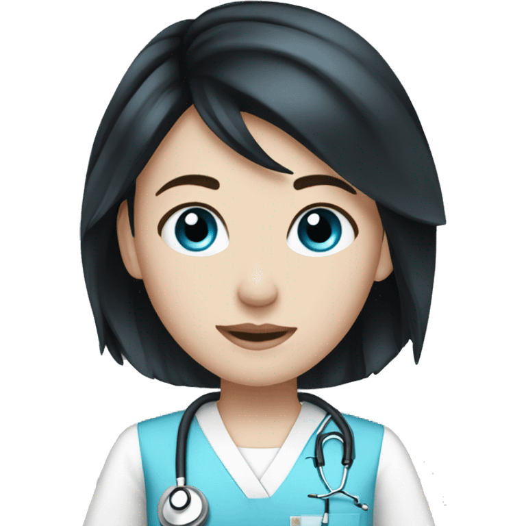 Nursing emoji girl pale skin black hair blue eyes  emoji