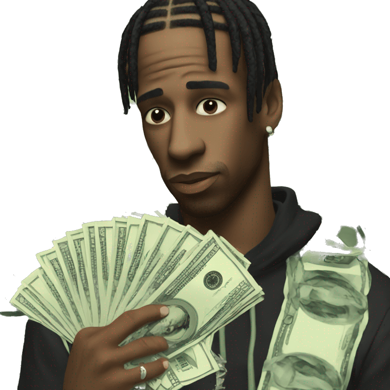 Travis Scott holding money emoji