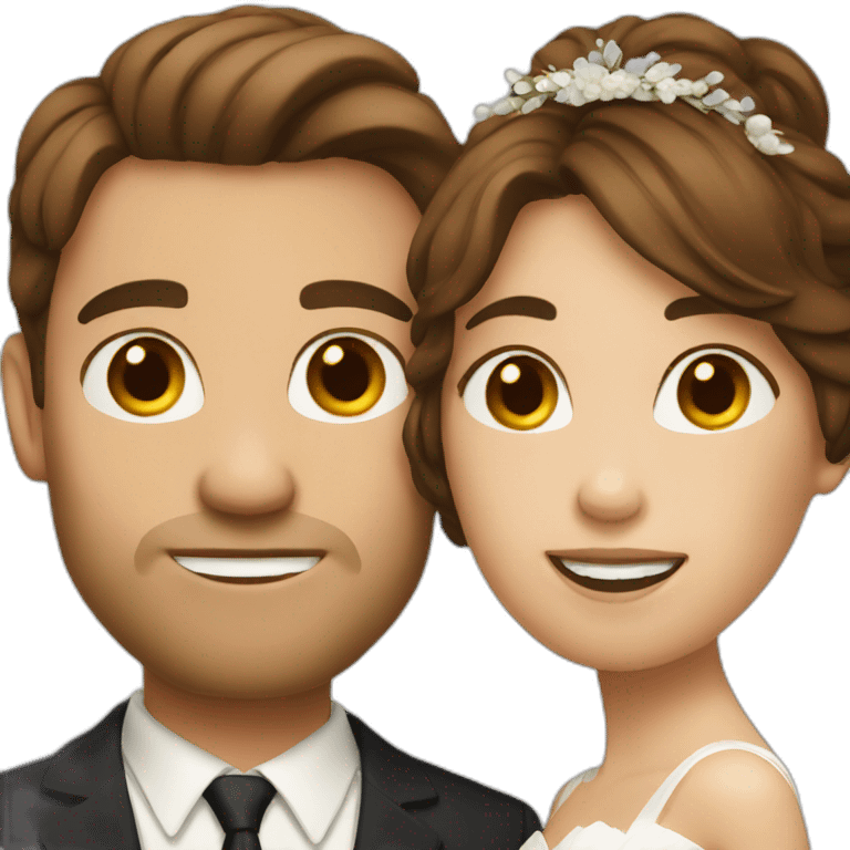 wedding couple has brown hair emoji