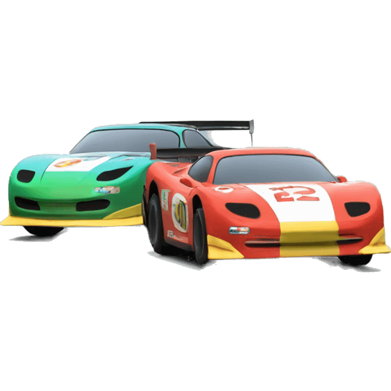 two race cars in a race emoji