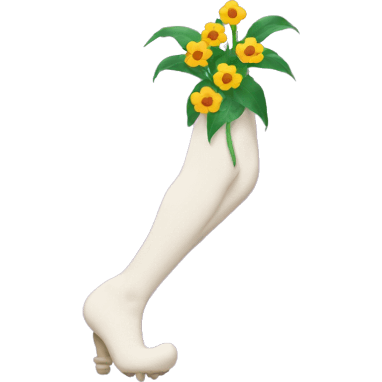 leg with flowers growing out of it emoji