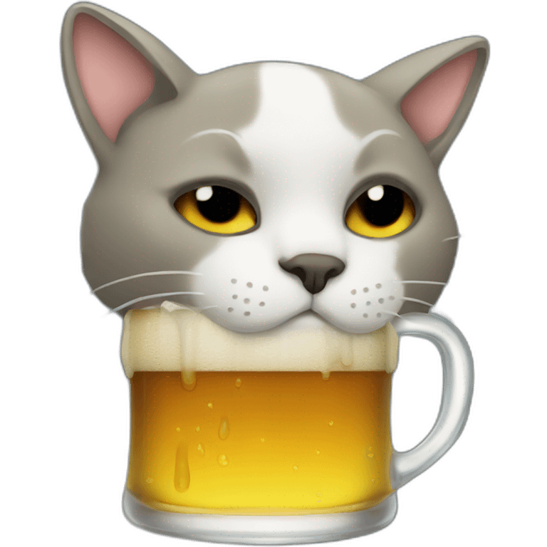 Dead cat drinking beer emoji