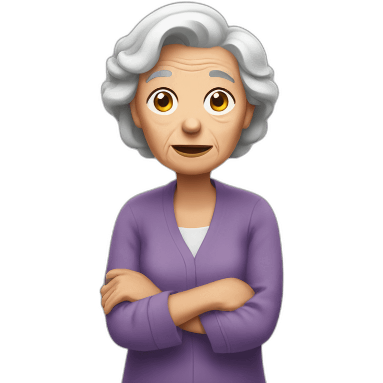 elderly woman shrugging shoulders emoji