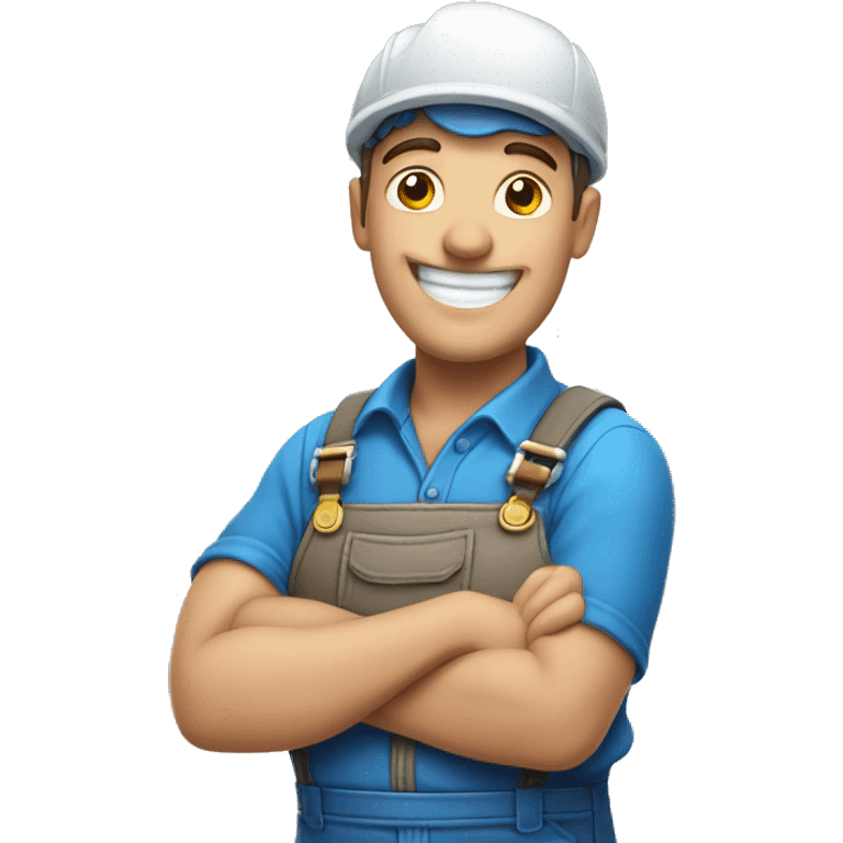 happy plumber with blue emoji