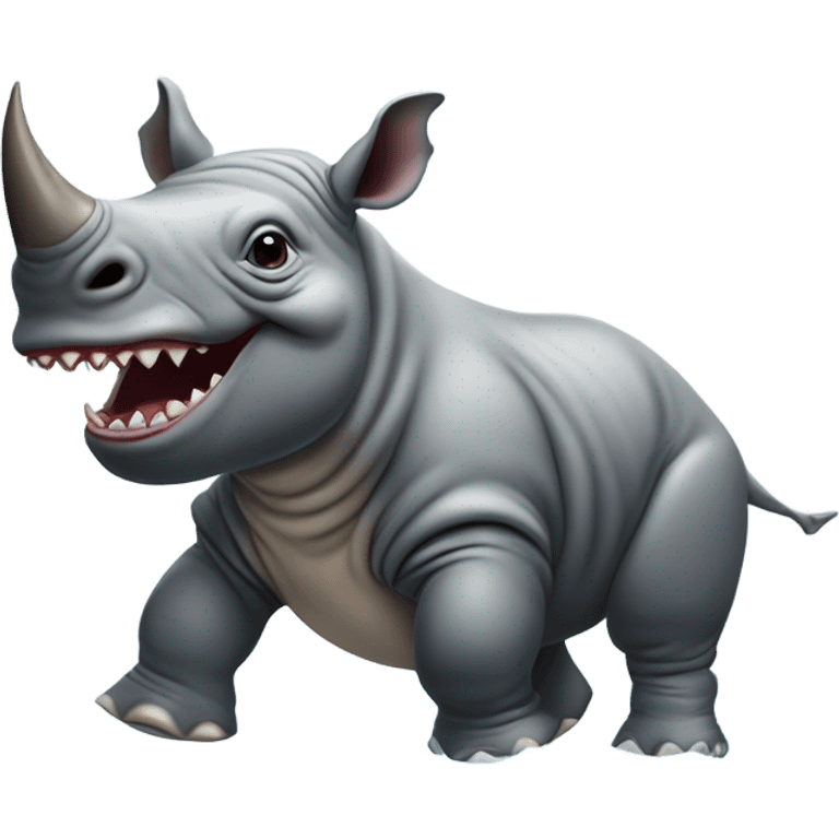 Baby rhino riding a shark emoji