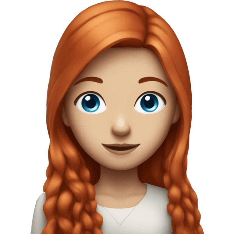 Girl with long red hair and blue eyes emoji