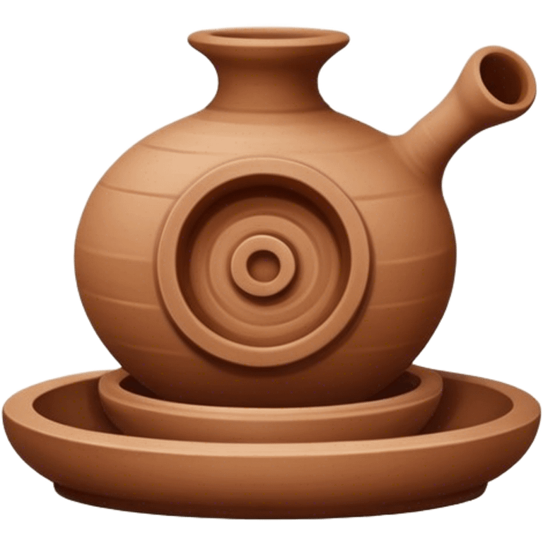 Pottery, clay sculpture, pottery wheel, earthy tones, simple design, minimalistic, on a white background, no extra details emoji