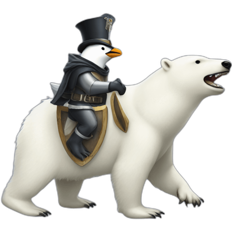 penguin knight riding a polar bear emoji