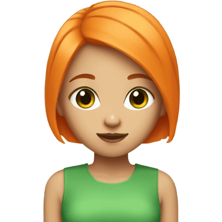 orange short hair girl with green eyes emoji