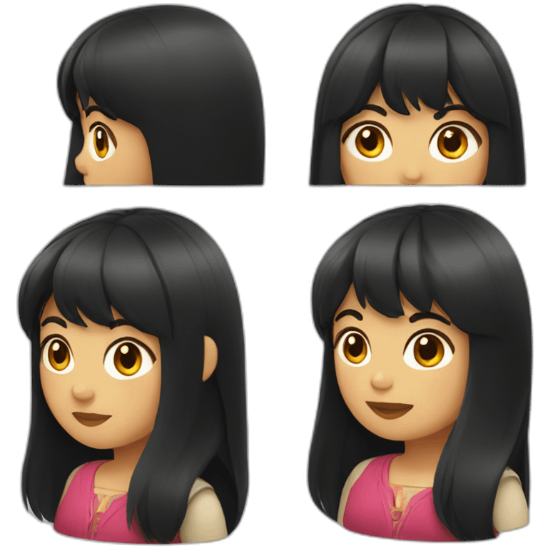 Chilean woman with dark long hair and bangs emoji