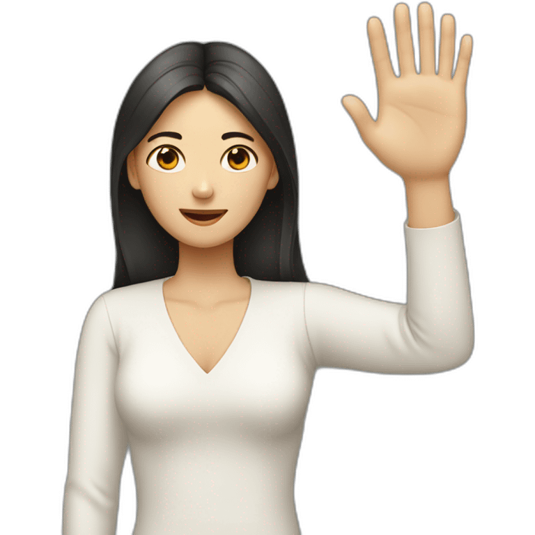 White man putting hand up to asian woman emoji