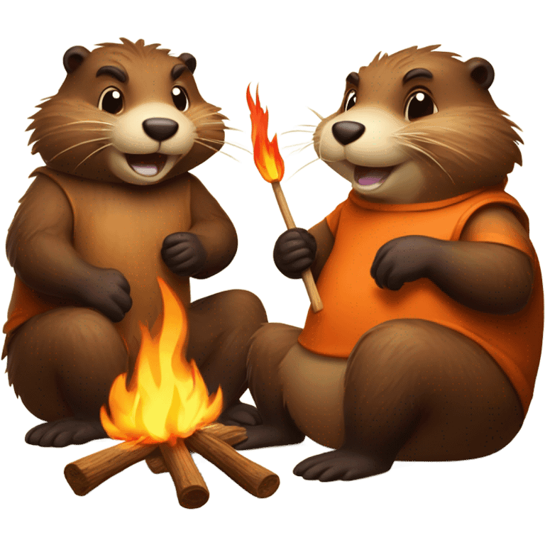 Beavers at a campfire emoji